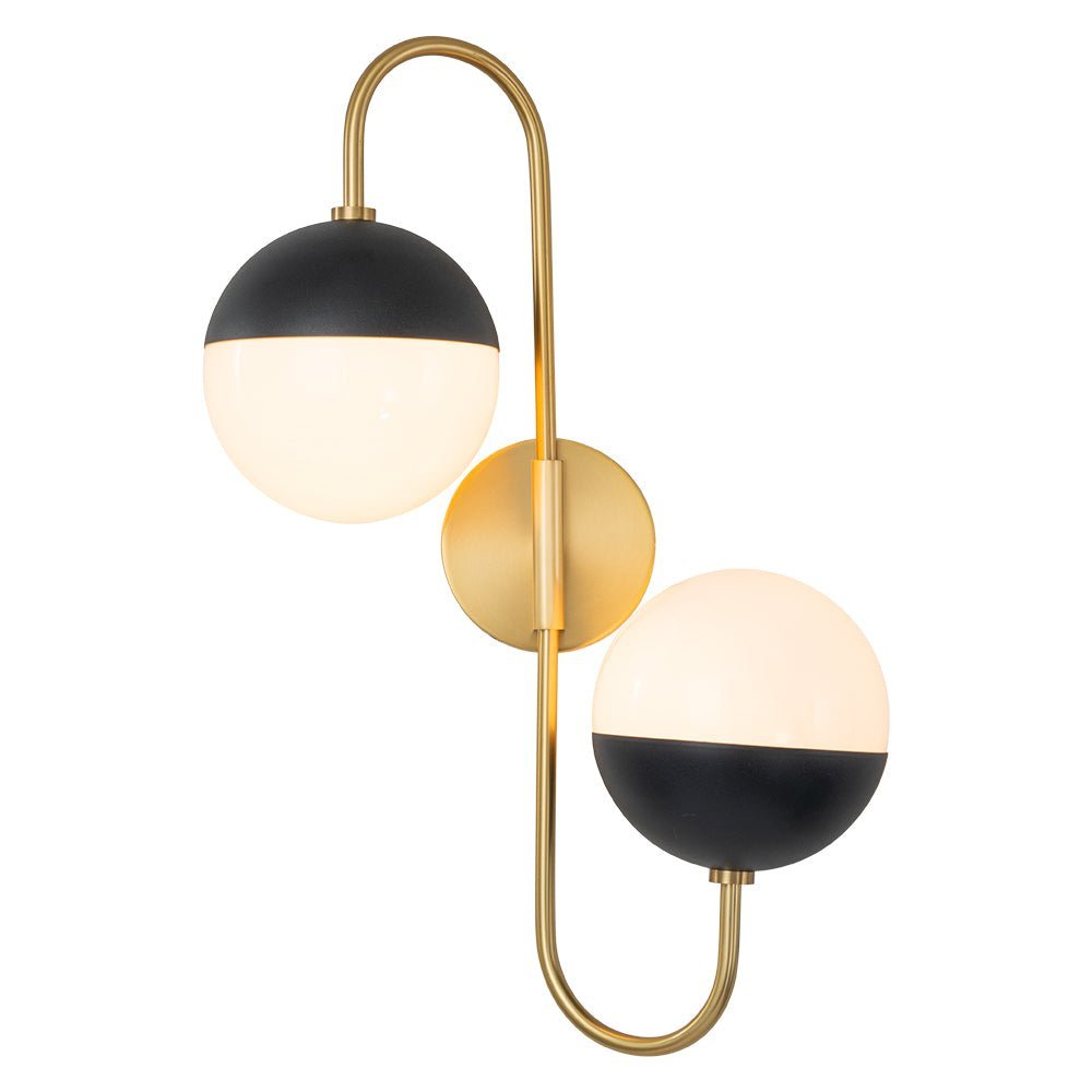 Modern 2-Light Double Goose Arm Globe Wall Sconce