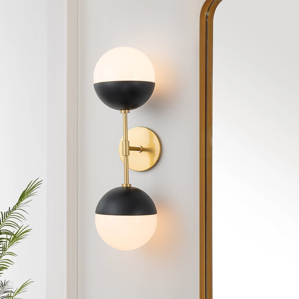 Modern 2-Light Opal Glass Globe Wall Sconce