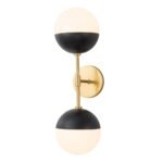 Modern 2-Light Opal Glass Globe Wall Sconce