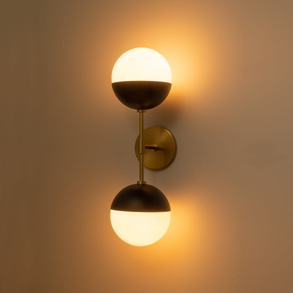 Modern 2-Light Opal Glass Globe Wall Sconce