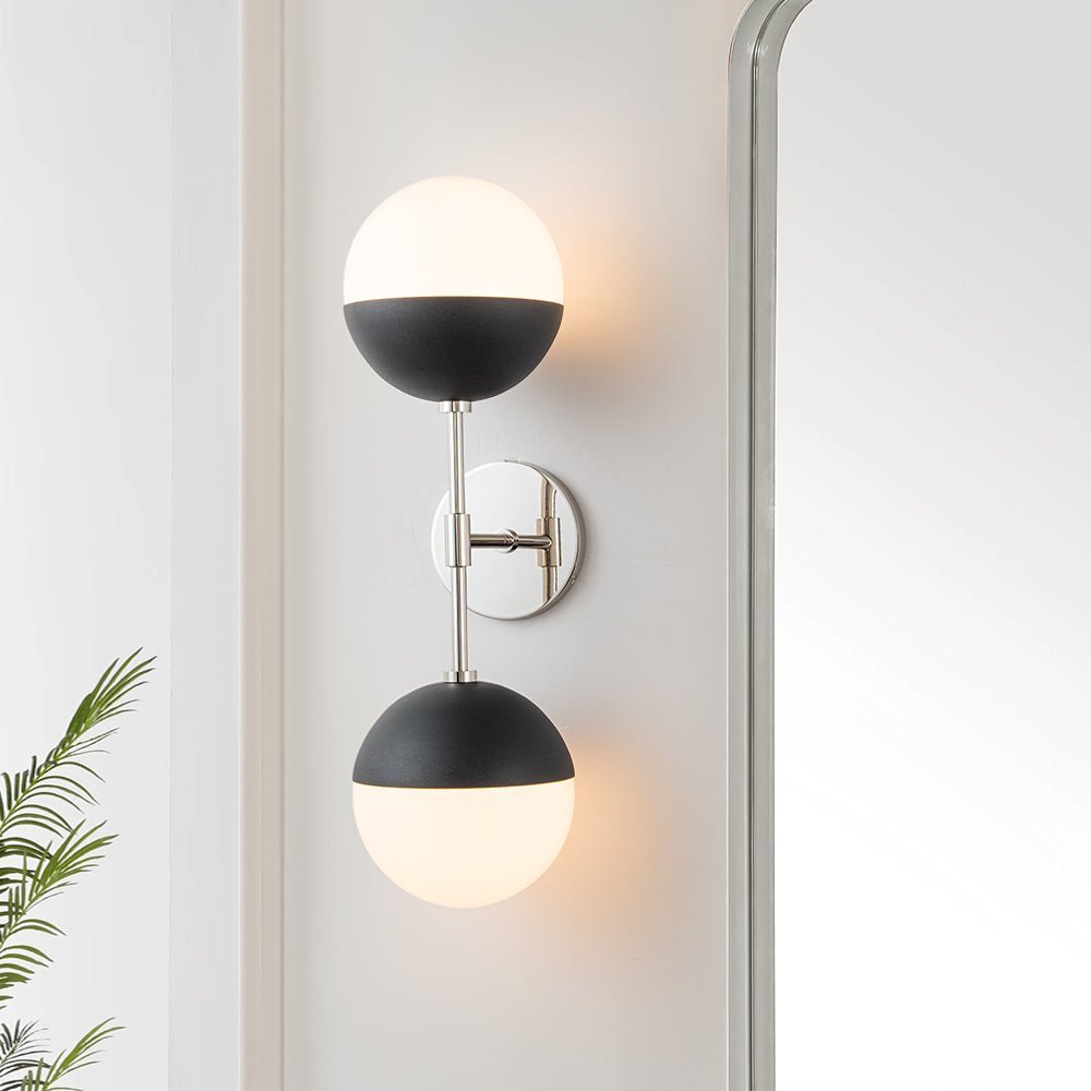 Modern 2-Light Opal Glass Globe Wall Sconce