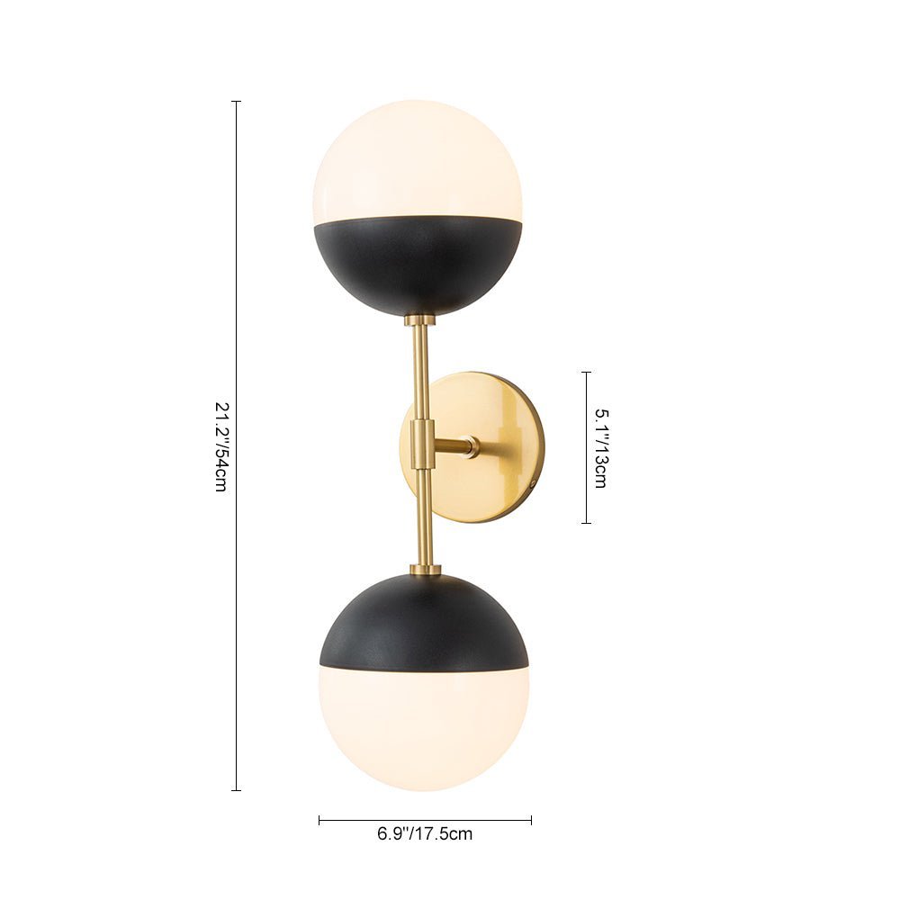 Modern 2-Light Opal Glass Globe Wall Sconce