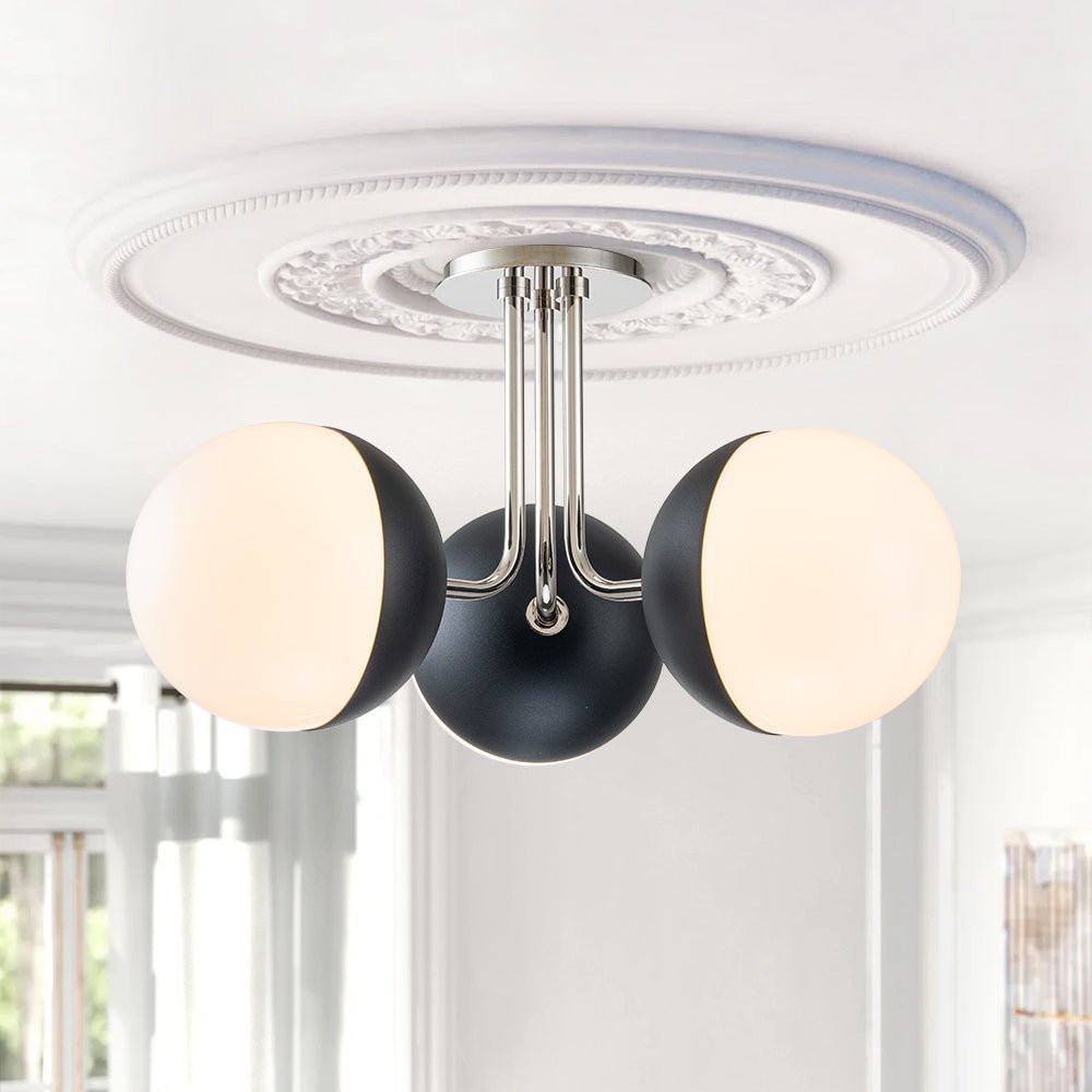 Modern 3-Light Milky Glass Globe Ceiling Light