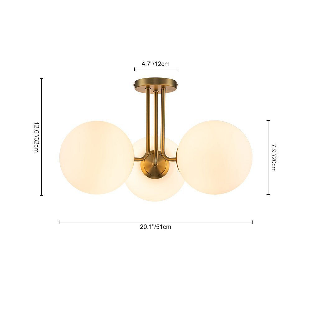 Modern 3-Light Opal Glass Globe Ceiling Light