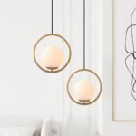 Modern Gold 1-Ring Frosted Globe Single Pendant Light