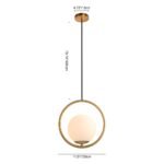 Modern Gold 1-Ring Frosted Globe Single Pendant Light