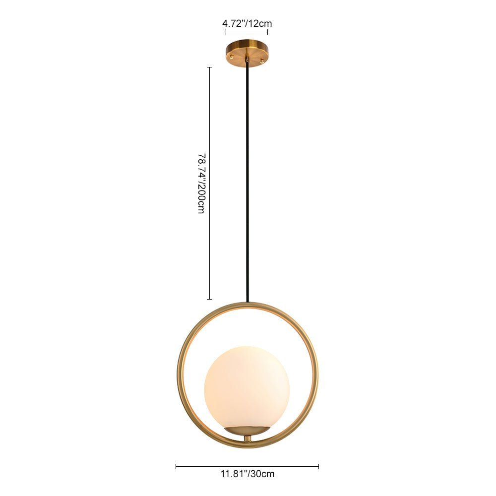 Modern Gold 1-Ring Frosted Globe Single Pendant Light