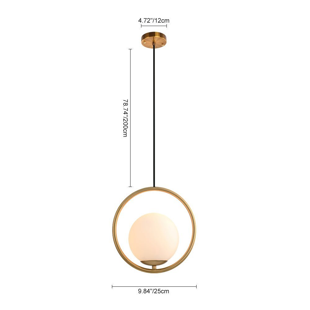 Modern Gold 1-Ring Frosted Globe Single Pendant Light