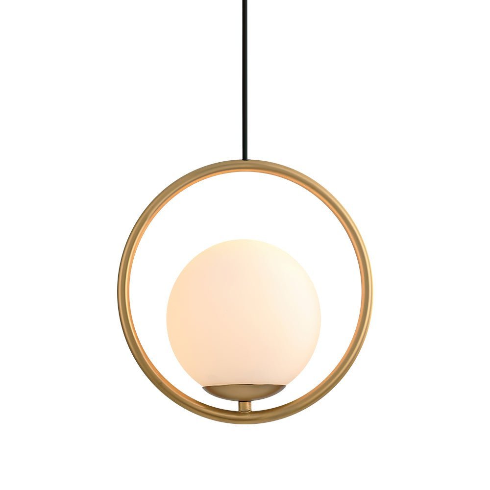 Modern Gold 1-Ring Frosted Globe Single Pendant Light