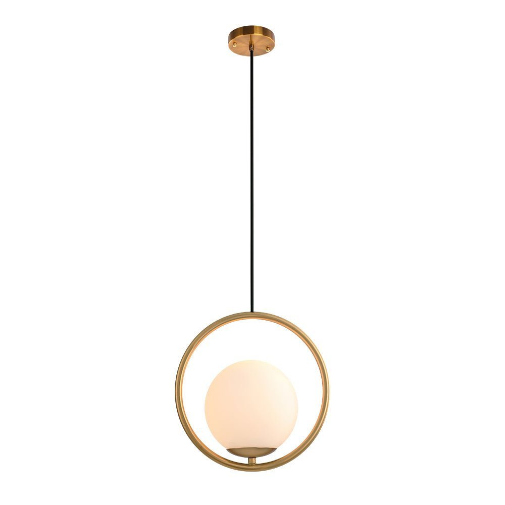 Modern Gold 1-Ring Frosted Globe Single Pendant Light