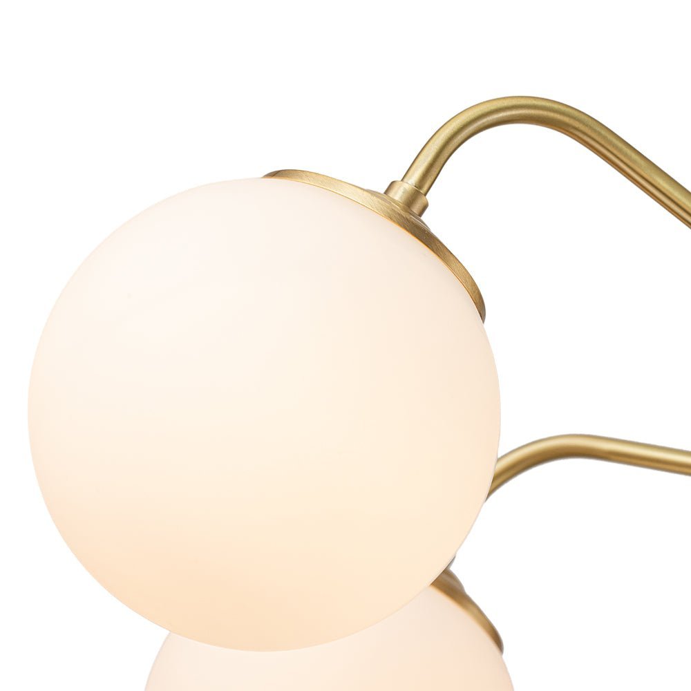 Brass 6-Light Milky White Globe Round Chandelier