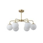 Brass 6-Light Milky White Globe Round Chandelier