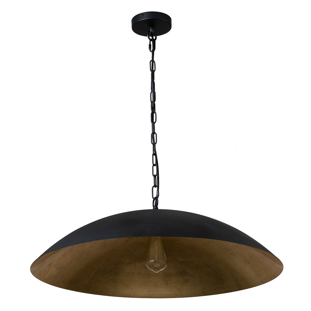 Vintage Oversized Flat Dome Metal Pendant Light