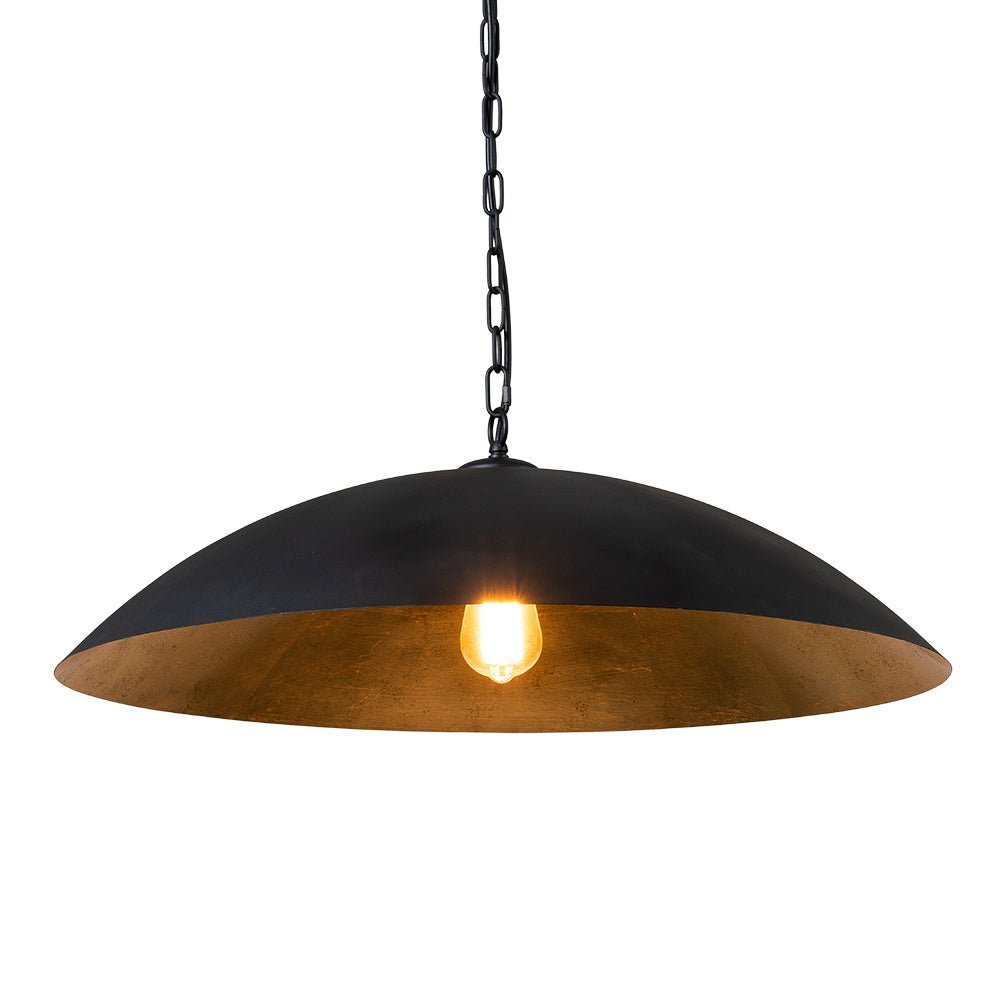 Vintage Oversized Flat Dome Metal Pendant Light