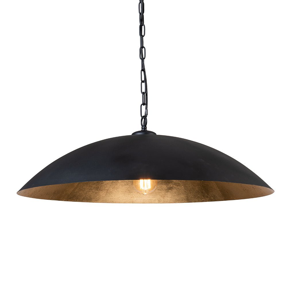 Vintage Oversized Flat Dome Metal Pendant Light