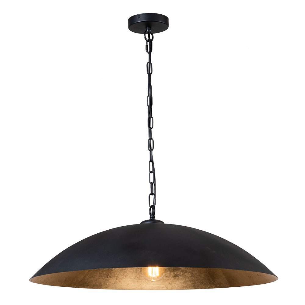 Vintage Oversized Flat Dome Metal Pendant Light