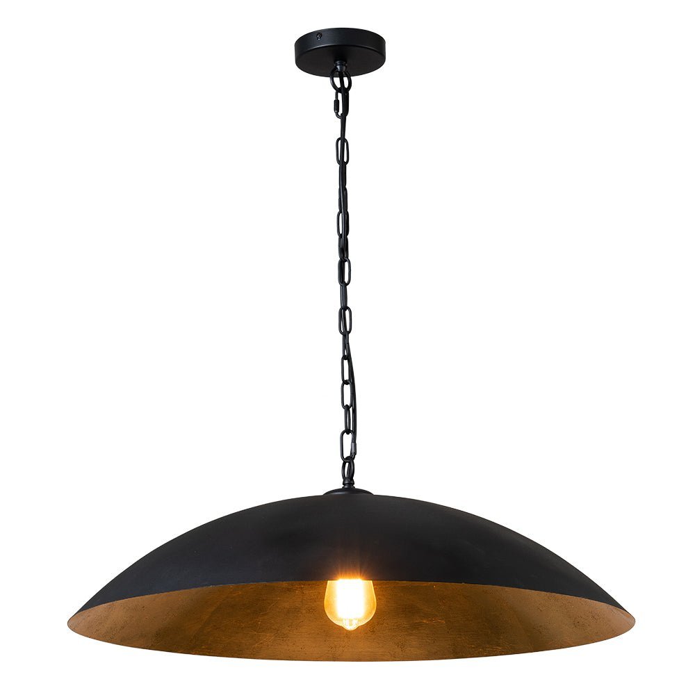 Vintage Oversized Flat Dome Metal Pendant Light